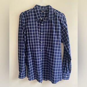 New without tags Uniqlo Mens navy blue and white button up shirt Sz XL